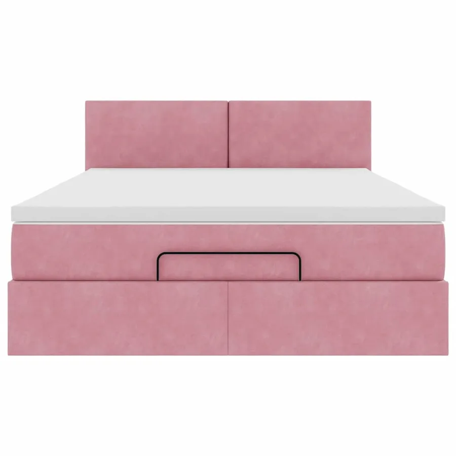 Cadre de lit ottoman avec matelas rose 140x200 cm velours - 7