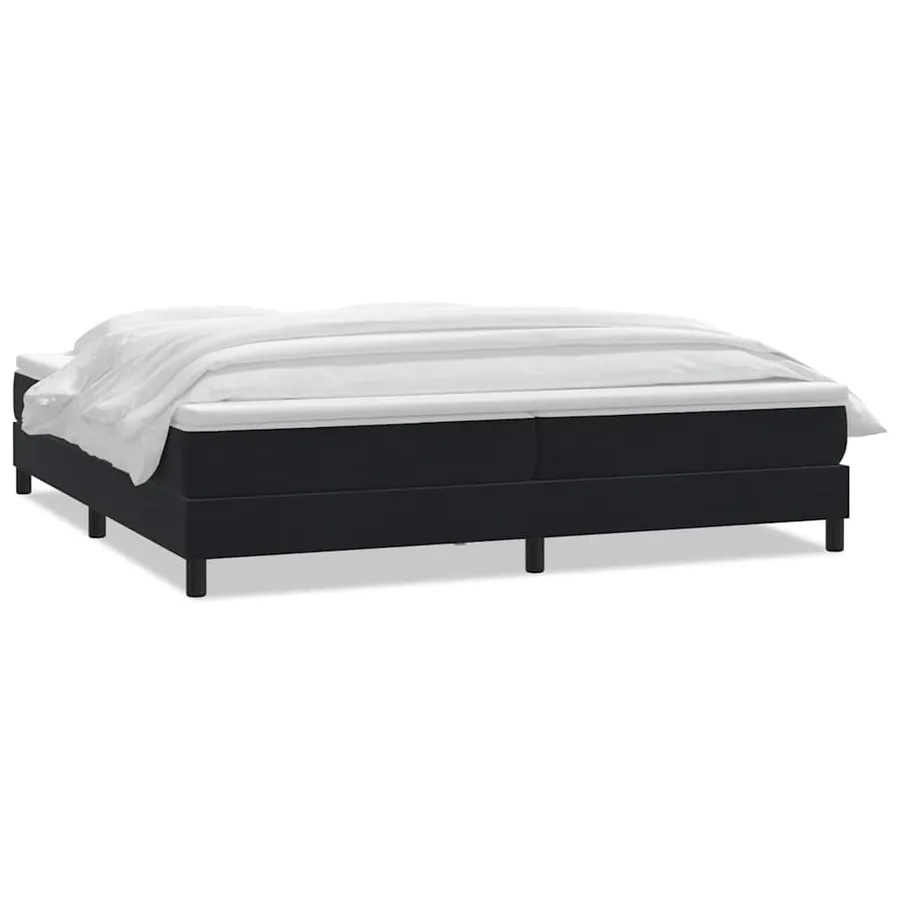Sommier à lattes de lit avec matelas noir 200x220 cm velours - 2