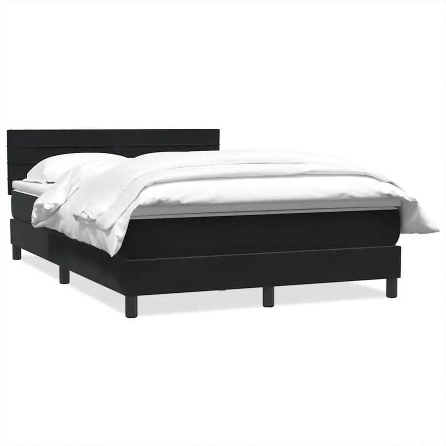 Sommier à lattes de lit avec matelas noir 160x220 cm velours - 2