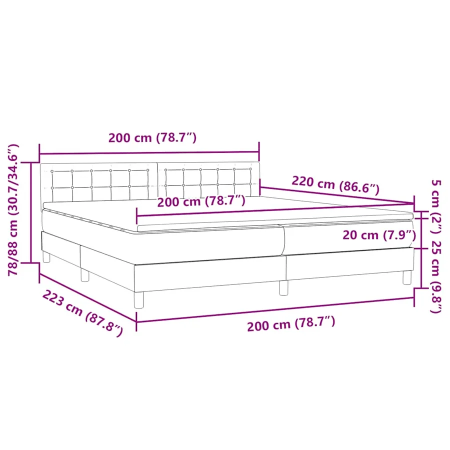 Sommier à lattes de lit avec matelas rose 200x220 cm velours - 12