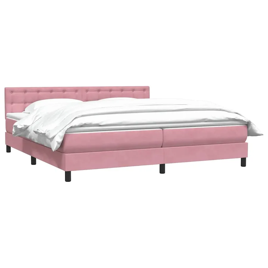 Sommier à lattes de lit avec matelas rose 200x220 cm velours - 3