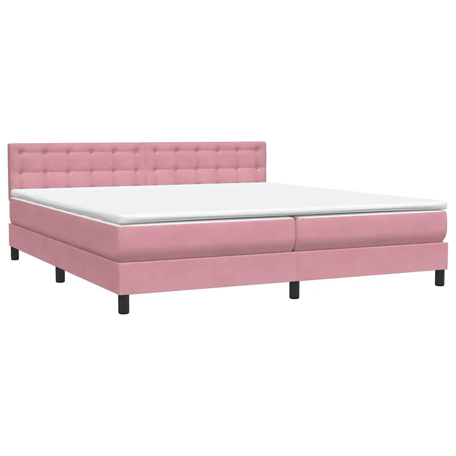 Sommier à lattes de lit avec matelas rose 200x220 cm velours - 4