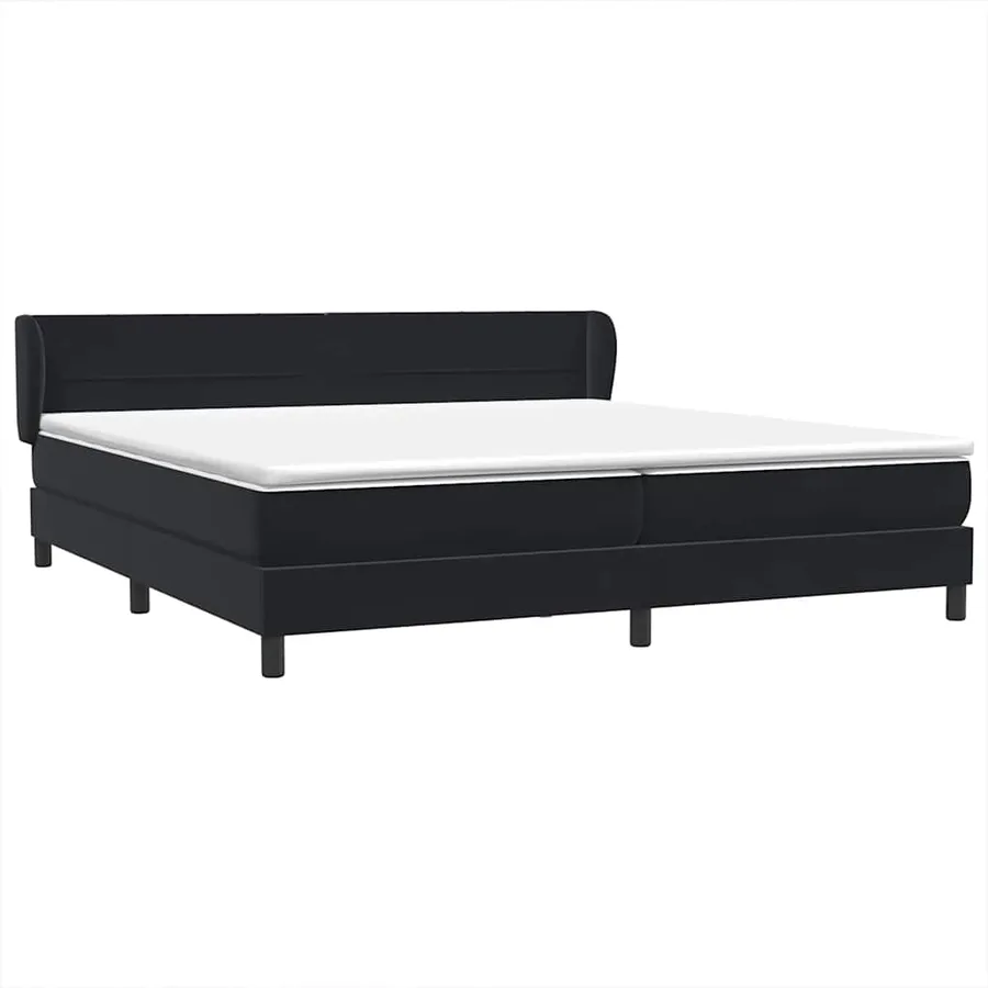 Sommier à lattes de lit avec matelas noir 200x220 cm velours - 4