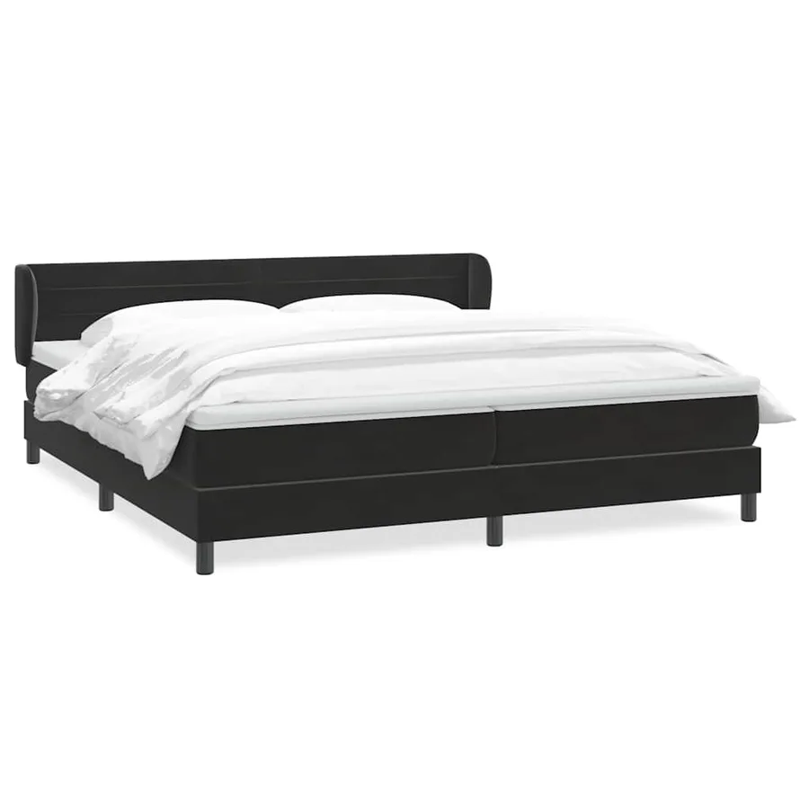 Sommier à lattes de lit avec matelas noir 200x220 cm velours - 2