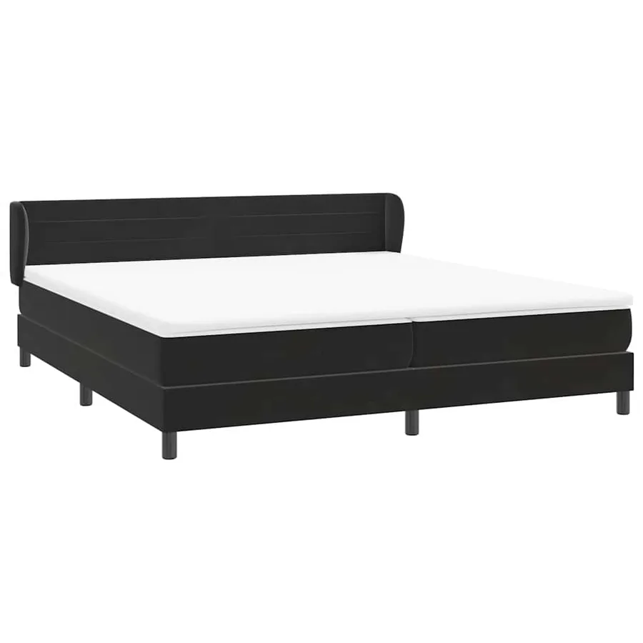 Sommier à lattes de lit avec matelas noir 200x220 cm velours - 4