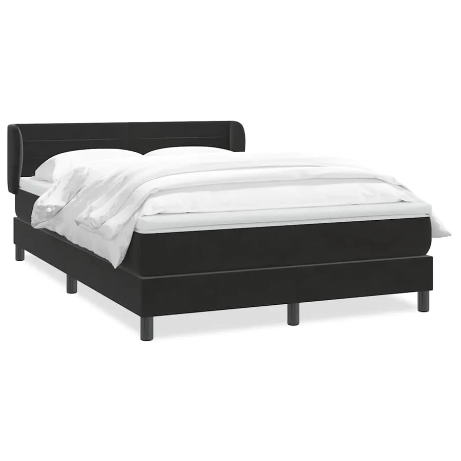 Sommier à lattes de lit avec matelas noir 160x220 cm velours - 2