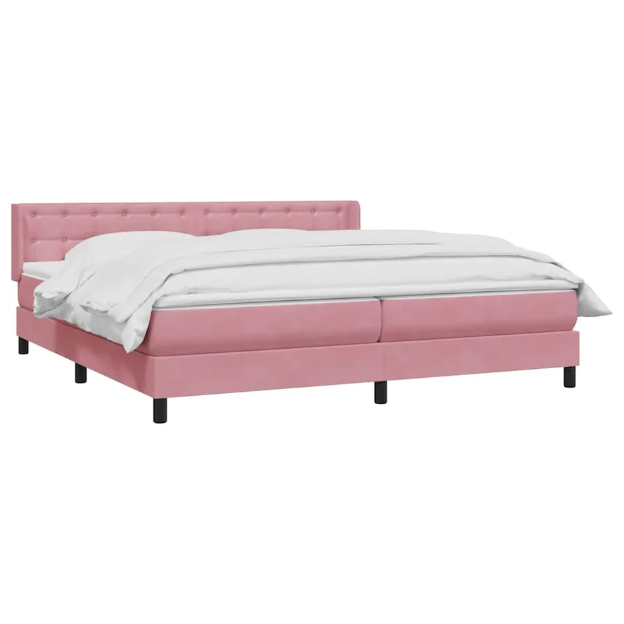 Sommier à lattes de lit avec matelas rose 200x220 cm velours - 3