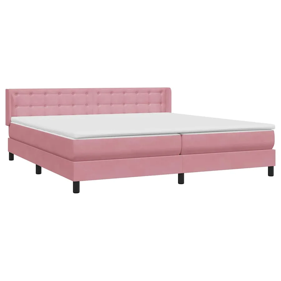 Sommier à lattes de lit avec matelas rose 200x220 cm velours - 4