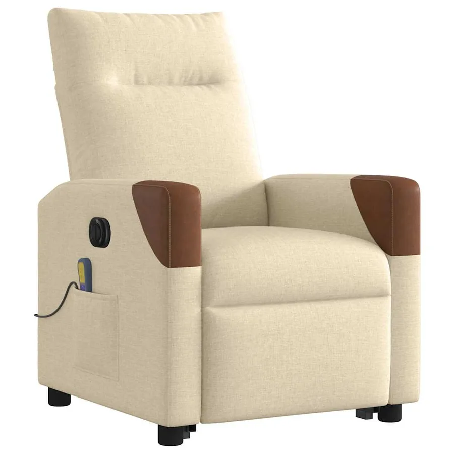 Fauteuil inclinable de massage électrique Crème Tissu - 4
