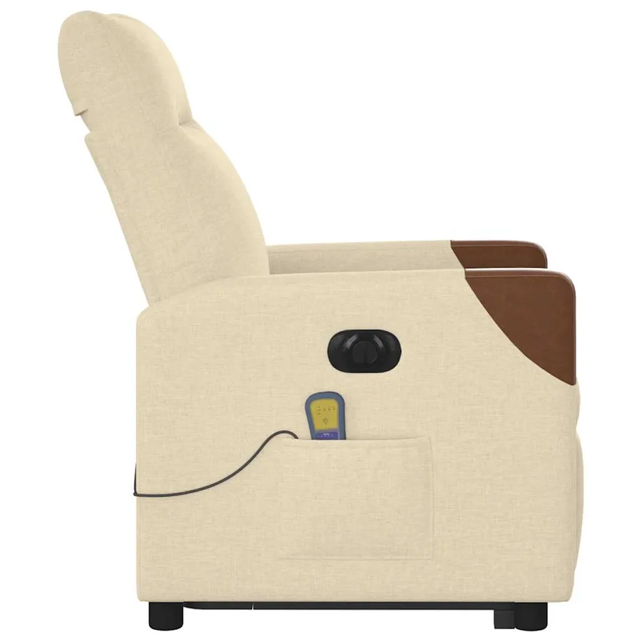 Fauteuil inclinable de massage électrique Crème Tissu - 6