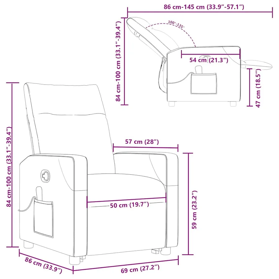 Fauteuil de massage inclinable Marron Tissu - 17