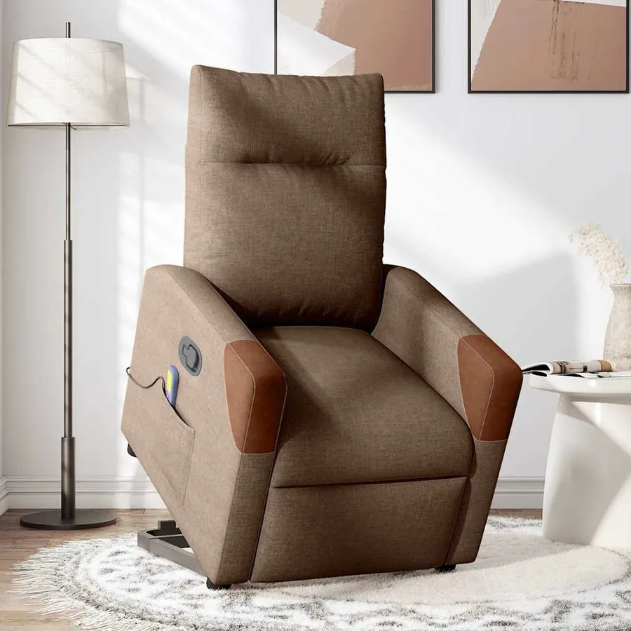 Fauteuil de massage inclinable Marron Tissu - 2
