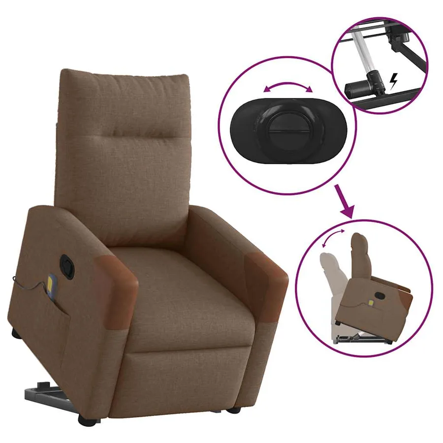 Fauteuil de massage inclinable Marron Tissu - 9