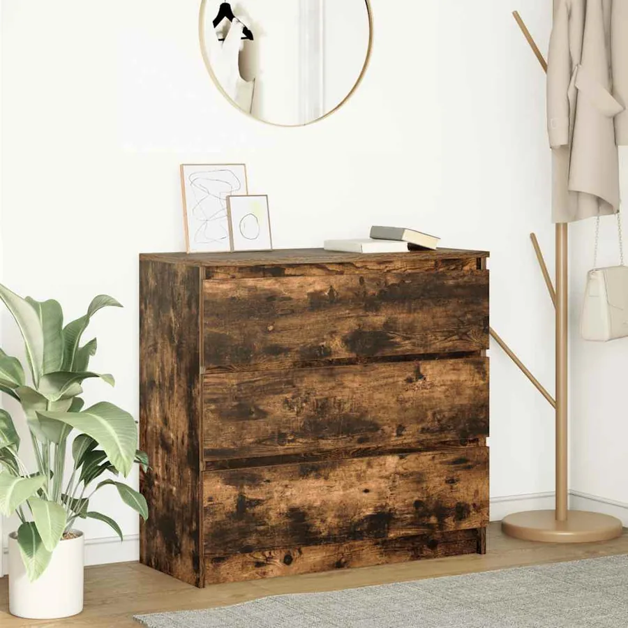 Buffet chêne fumé 80x35x76 cm bois d'ingénierie