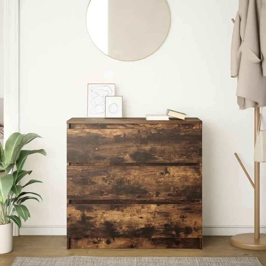 Buffet chêne fumé 80x35x76 cm bois d'ingénierie - 3