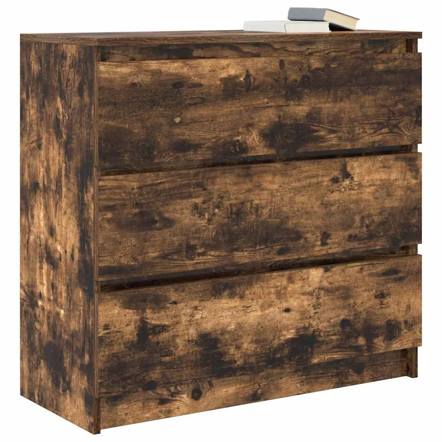 Buffet chêne fumé 80x35x76 cm bois d'ingénierie - 4