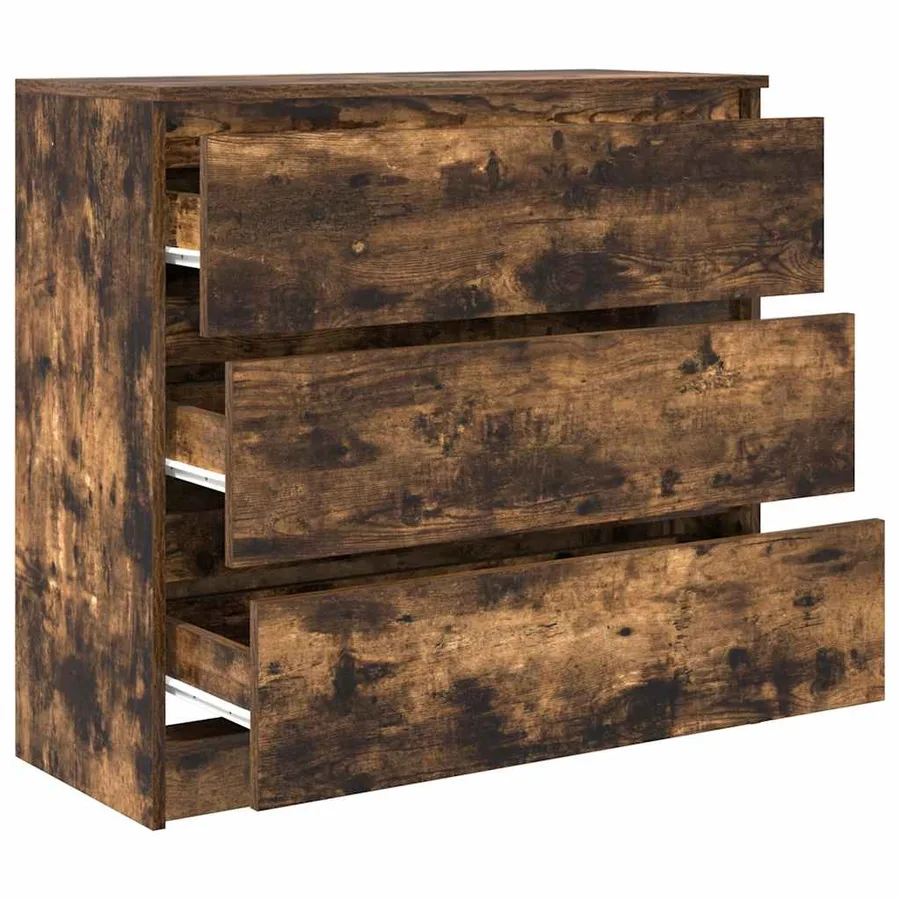 Buffet chêne fumé 80x35x76 cm bois d'ingénierie - 5