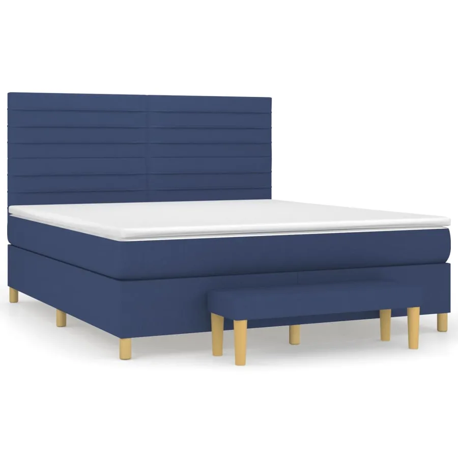 Sommier à lattes de lit avec matelas Bleu 160x200 cm Tissu - 2