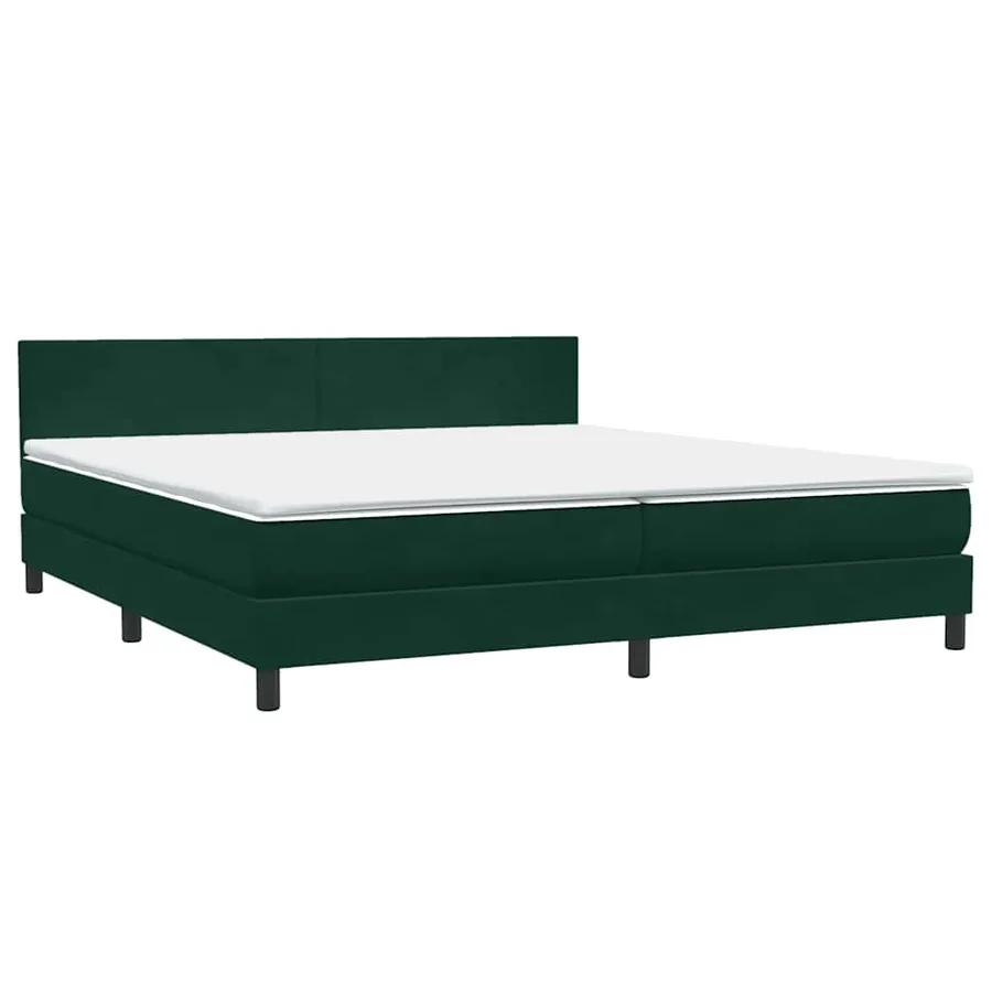 Sommier à lattes de lit et matelas vert foncé 200x220cm velours - 2