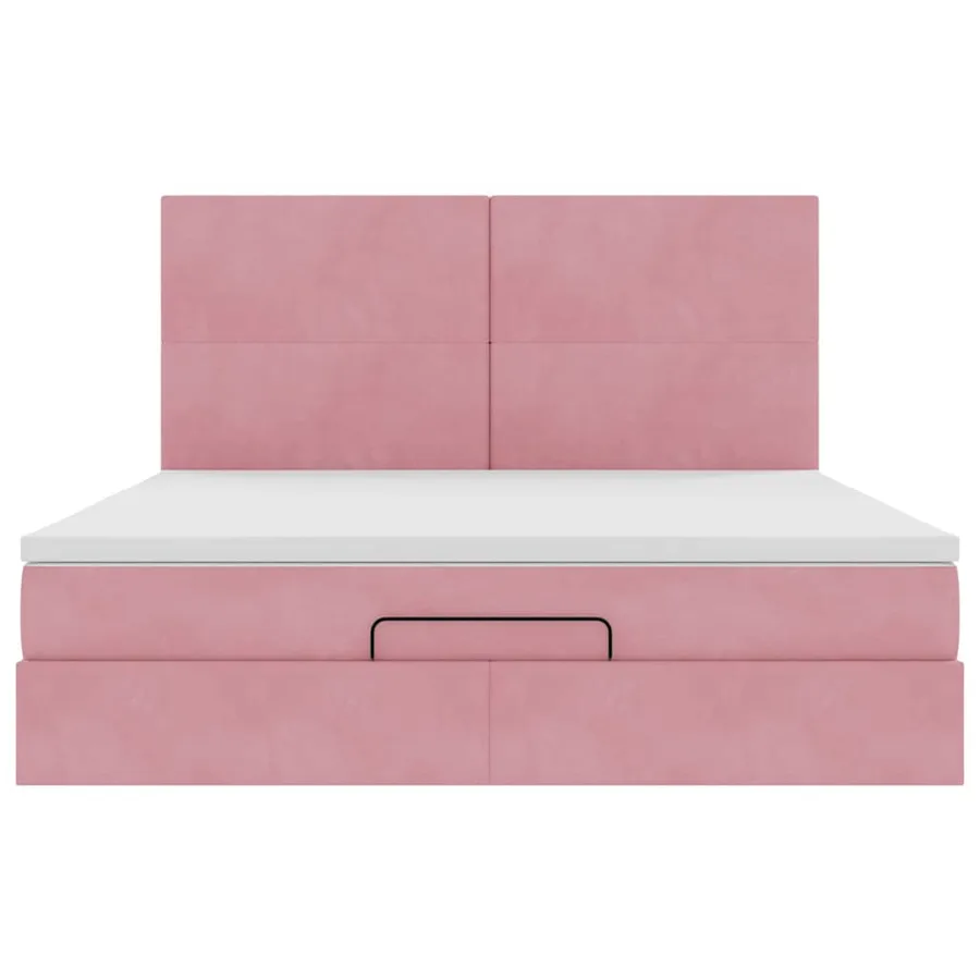 Cadre de lit ottoman avec matelas rose 160x200 cm velours - 8