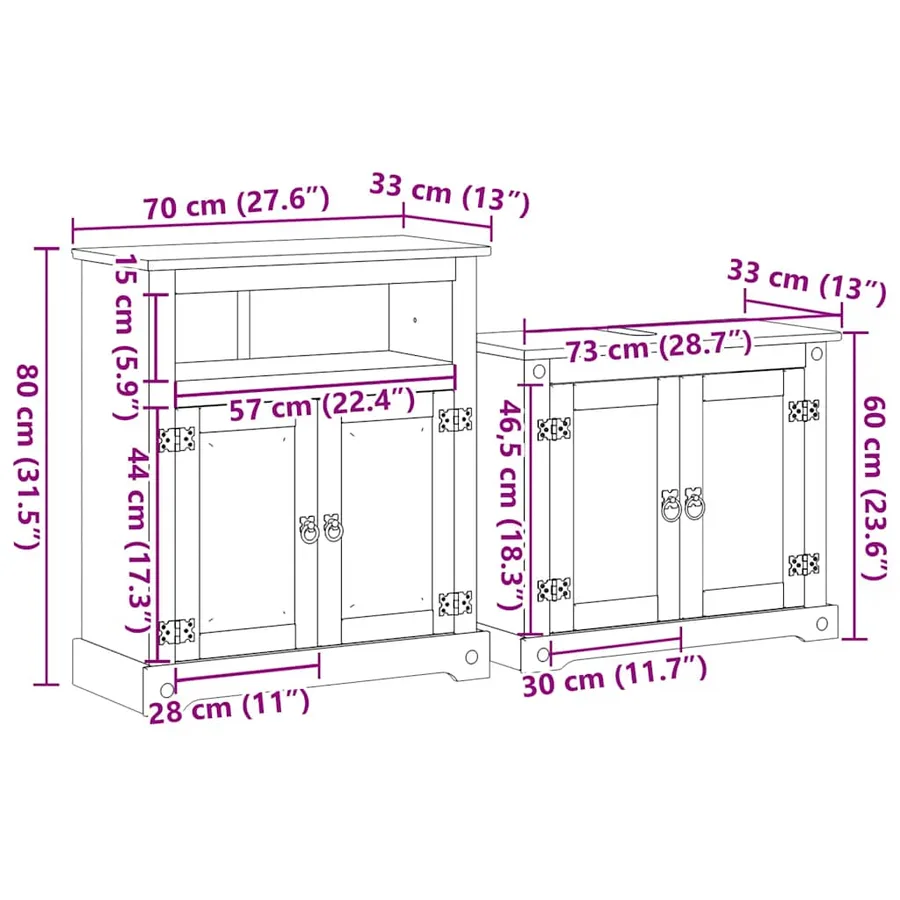 Ensemble de meubles salle de bain 2 pcs Corona bois pin massif - 10