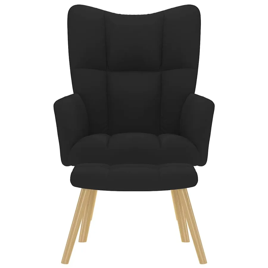 Chaise de relaxation avec repose-pied Noir Tissu - 3