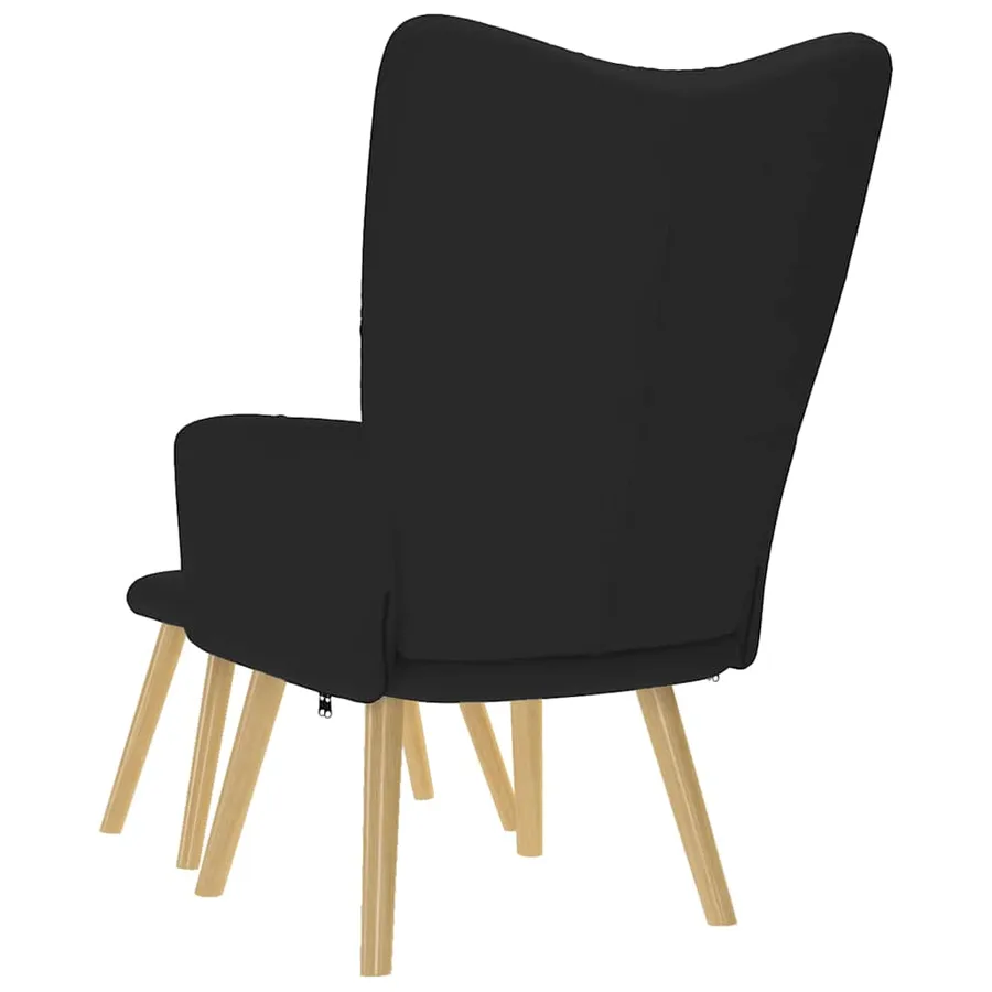 Chaise de relaxation avec repose-pied Noir Tissu - 7