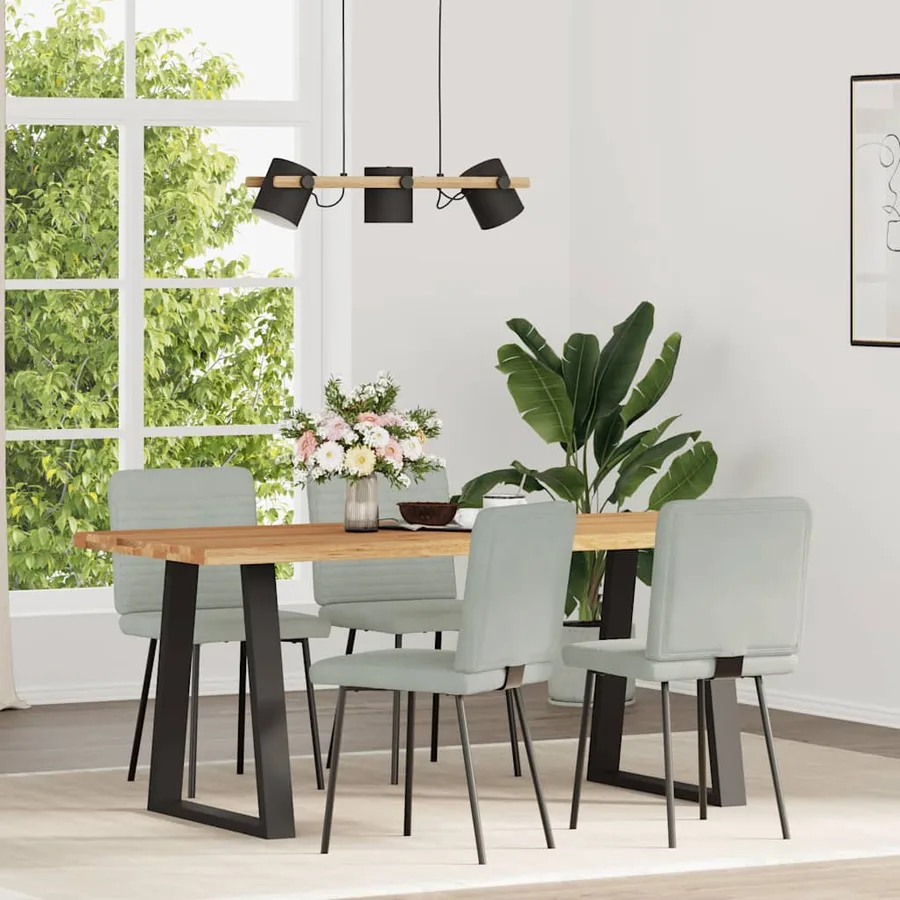 Chaises à manger lot de 4 Gris clair Velours - 2