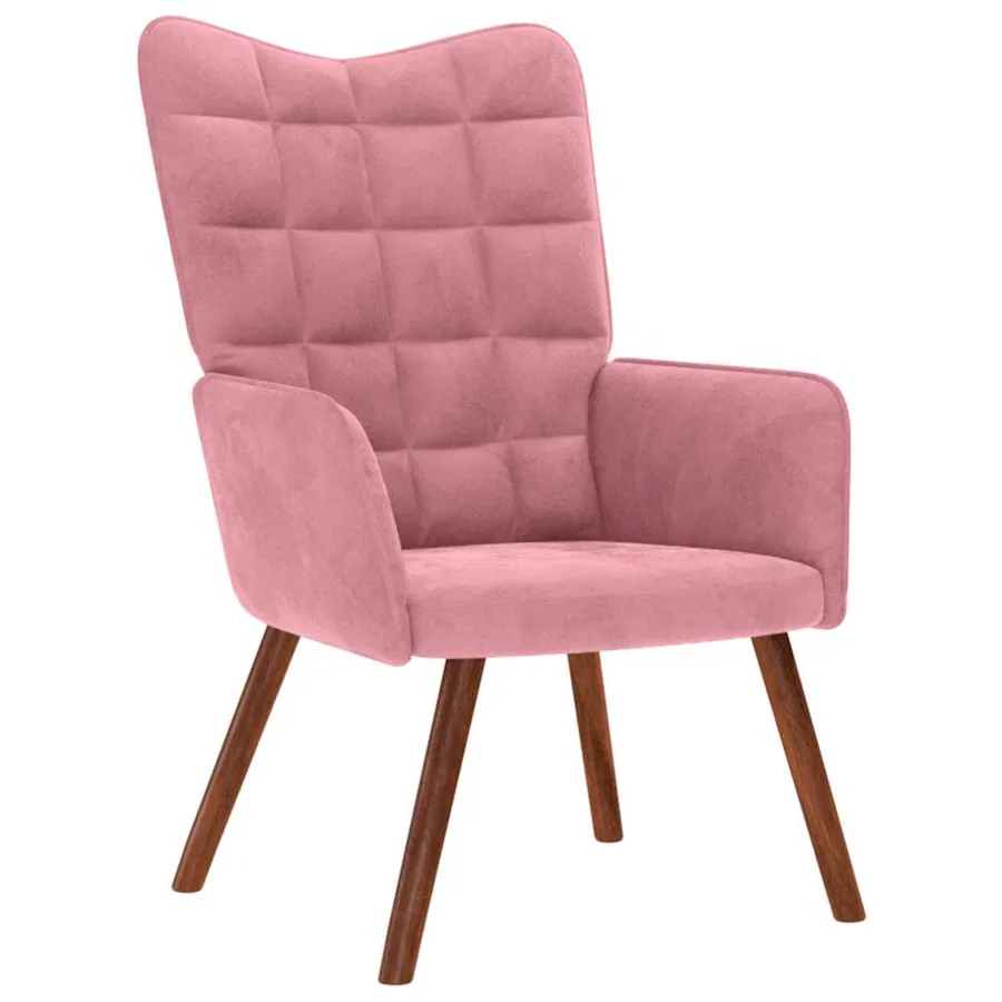 Chaise de relaxation avec tabouret Rose Velours - 4