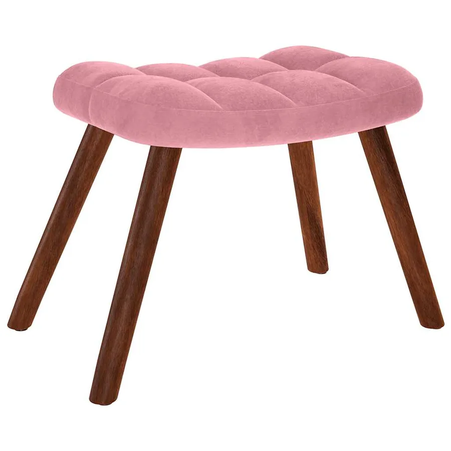 Chaise de relaxation avec tabouret Rose Velours - 5