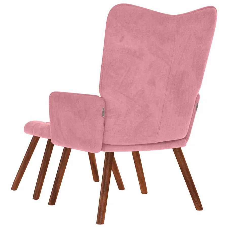 Chaise de relaxation avec tabouret Rose Velours - 7