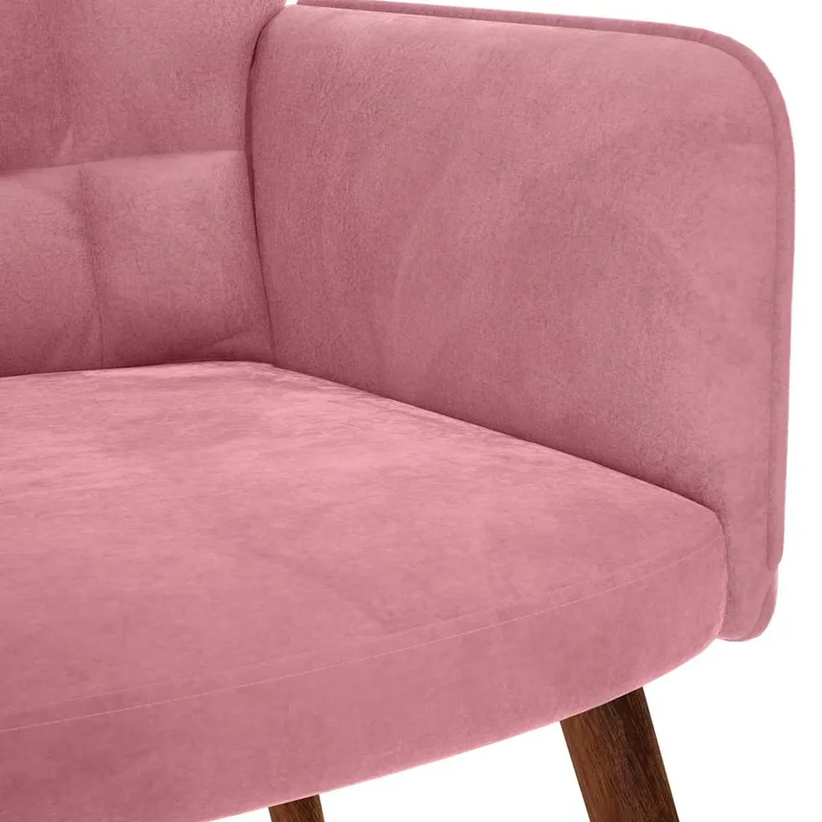 Chaise de relaxation avec tabouret Rose Velours - 8