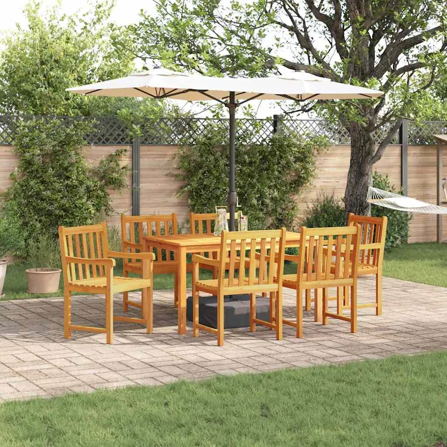 Ensemble de salle à manger pour jardin 7 pcs Marron