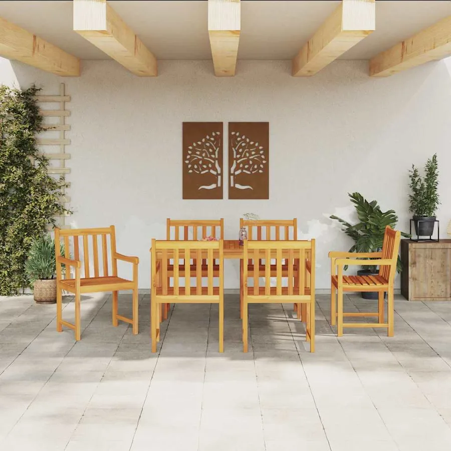 Ensemble de salle à manger pour jardin 7 pcs Marron - 4