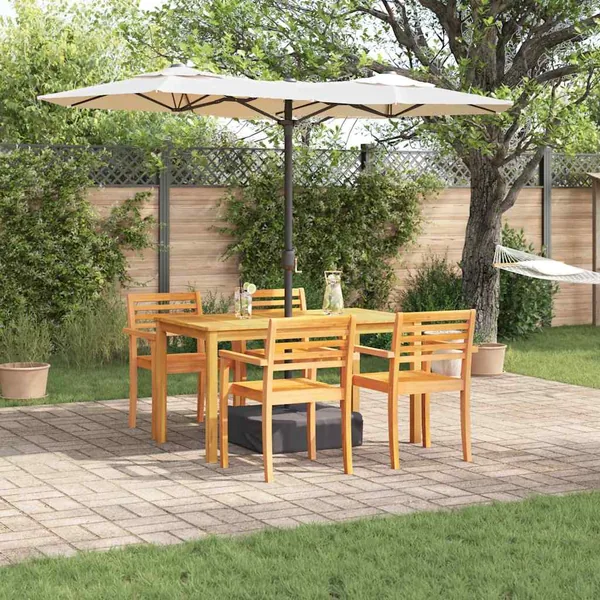Ensemble de salle à manger pour jardin 5 pcs Marron