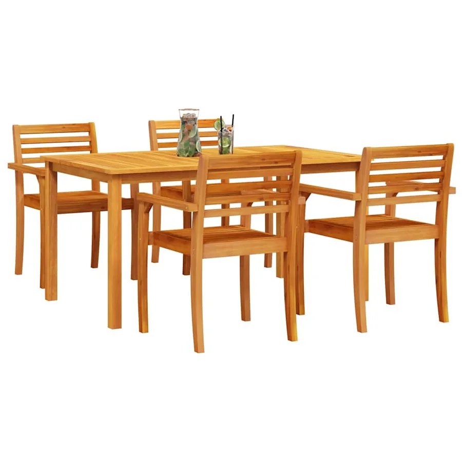 Ensemble de salle à manger pour jardin 5 pcs Marron - 3