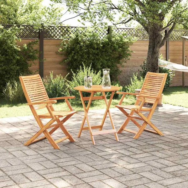 Ensemble bistro pliant 3 pcs Marron Bois d'Acacia Massif