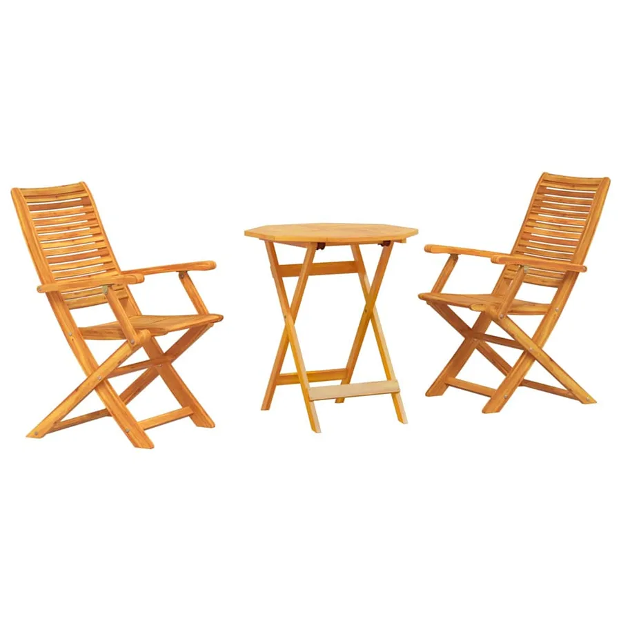 Ensemble bistro pliant 3 pcs Marron Bois d'Acacia Massif - 2