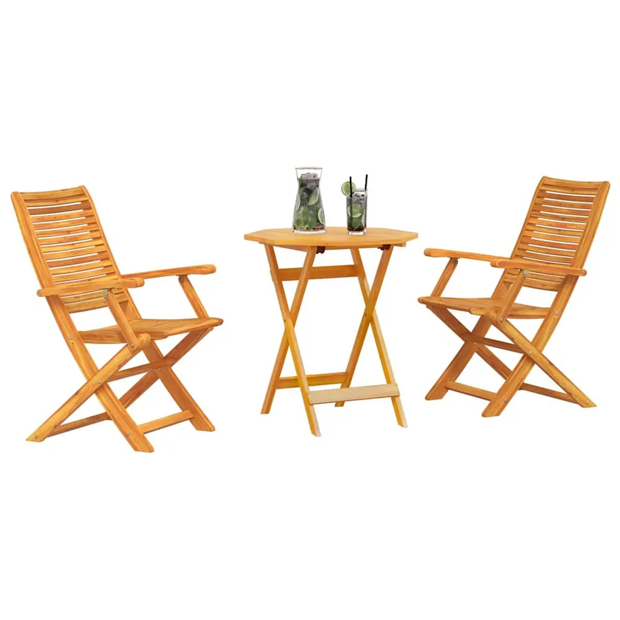 Ensemble bistro pliant 3 pcs Marron Bois d'Acacia Massif - 3
