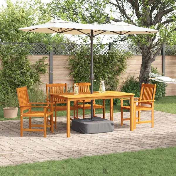 Ensemble de salle à manger pour jardin 5 pcs Marron
