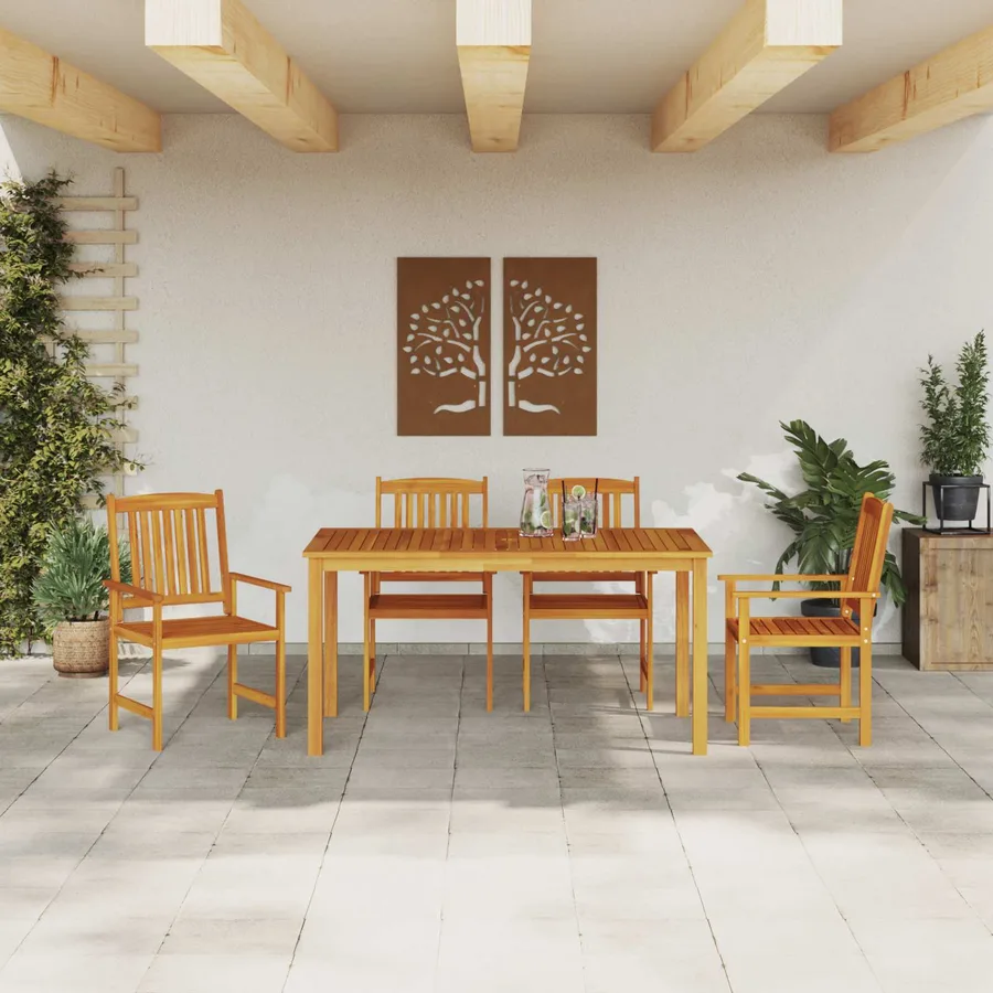 Ensemble de salle à manger pour jardin 5 pcs Marron - 4