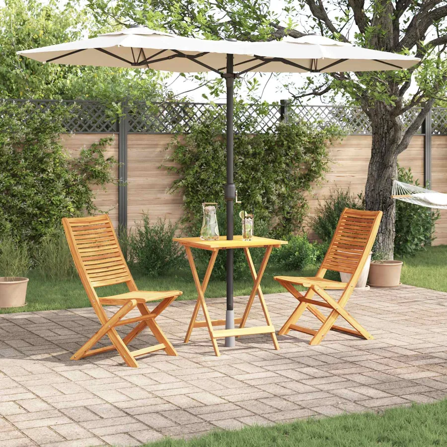 Ensemble bistro pliant 3 pcs Marron Bois d'Acacia Massif