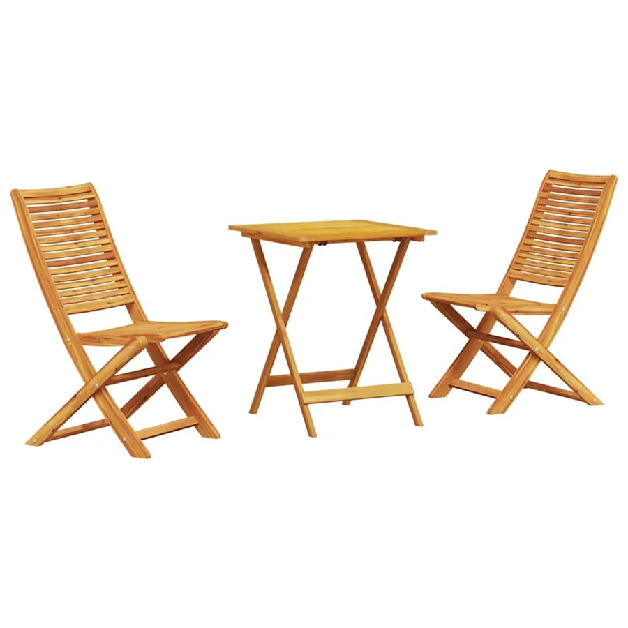 Ensemble bistro pliant 3 pcs Marron Bois d'Acacia Massif - 2