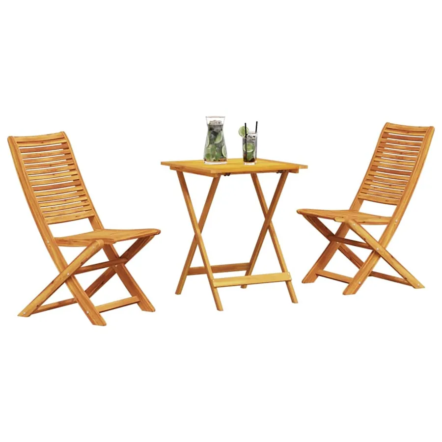 Ensemble bistro pliant 3 pcs Marron Bois d'Acacia Massif - 3