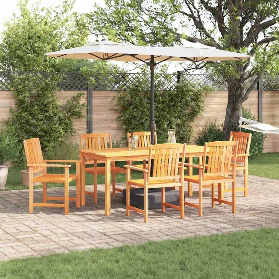 Ensemble de salle à manger pour jardin 7 pcs Marron