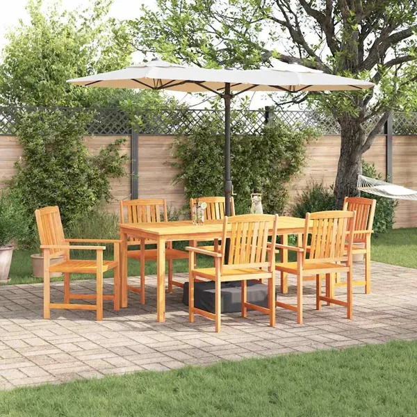Ensemble de salle à manger pour jardin 7 pcs Marron