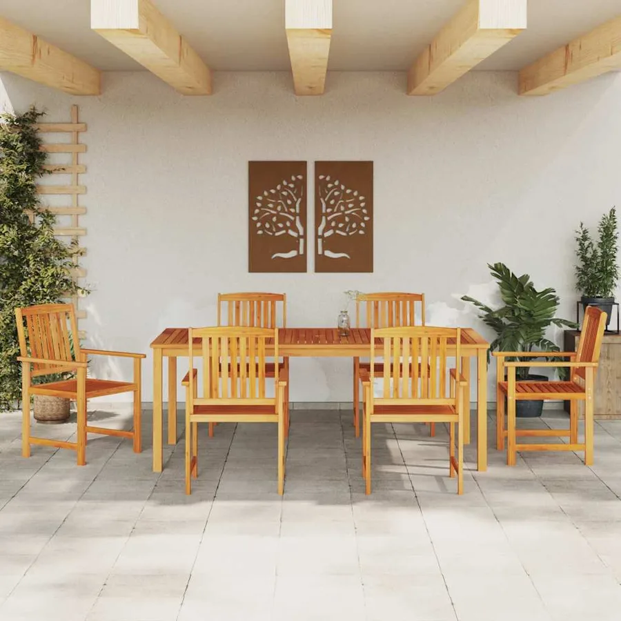 Ensemble de salle à manger pour jardin 7 pcs Marron - 4