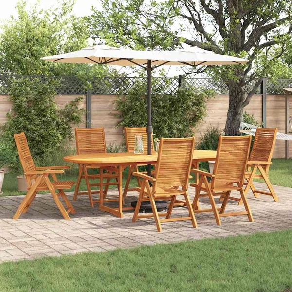 Ensemble de salle à manger pour jardin 7 pcs Marron