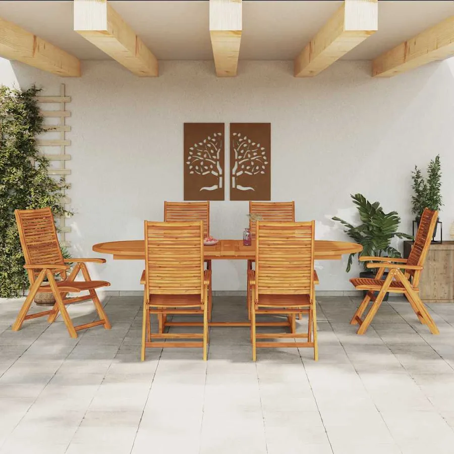 Ensemble de salle à manger pour jardin 7 pcs Marron - 4
