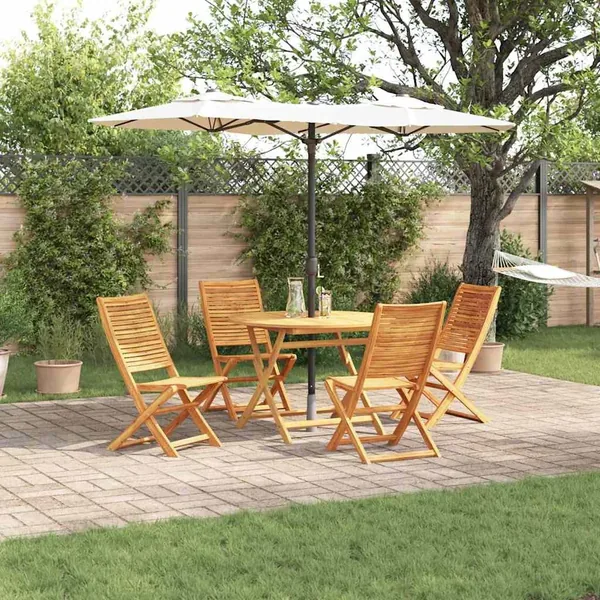 Ensemble de salle à manger pour jardin 5 pcs Marron